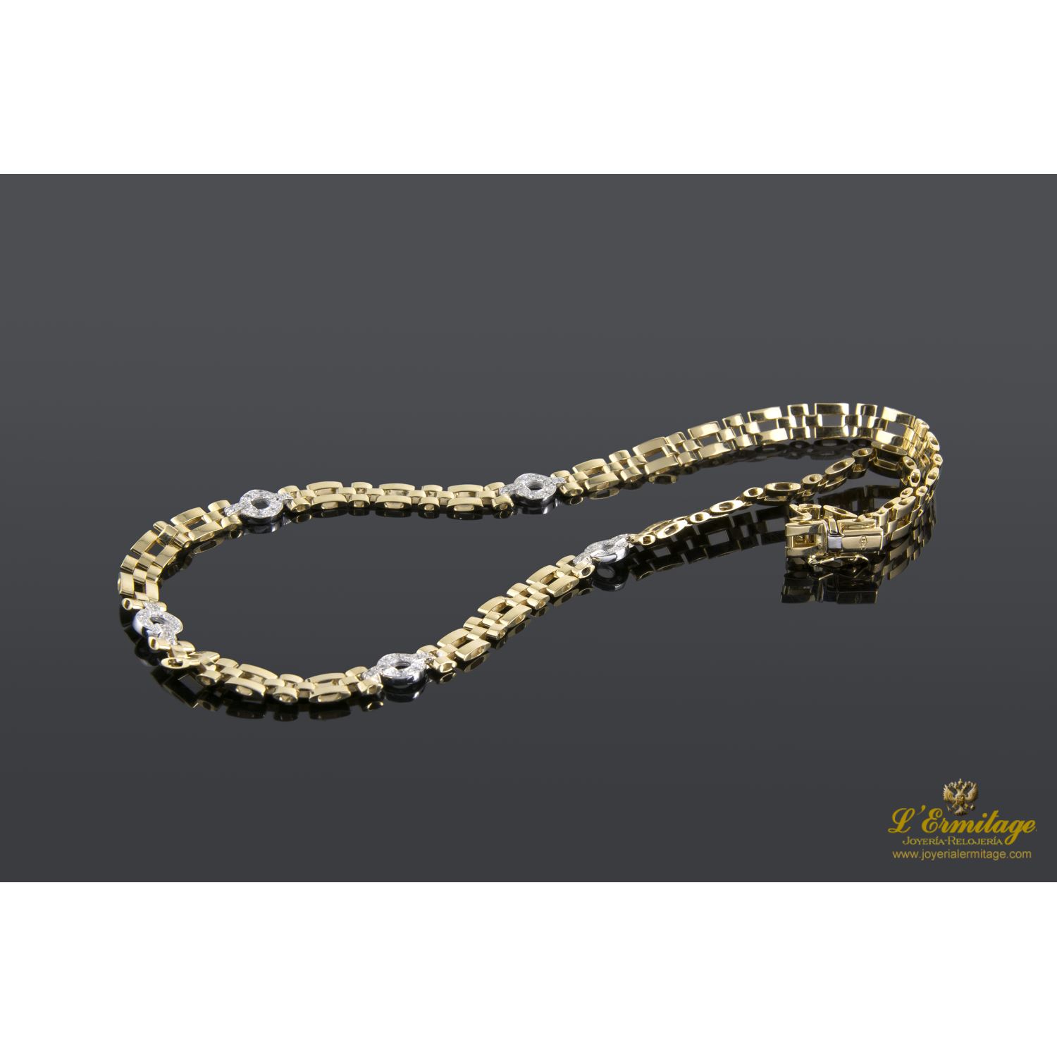 Gargantilla oro amarillo oro blanco y diamantes