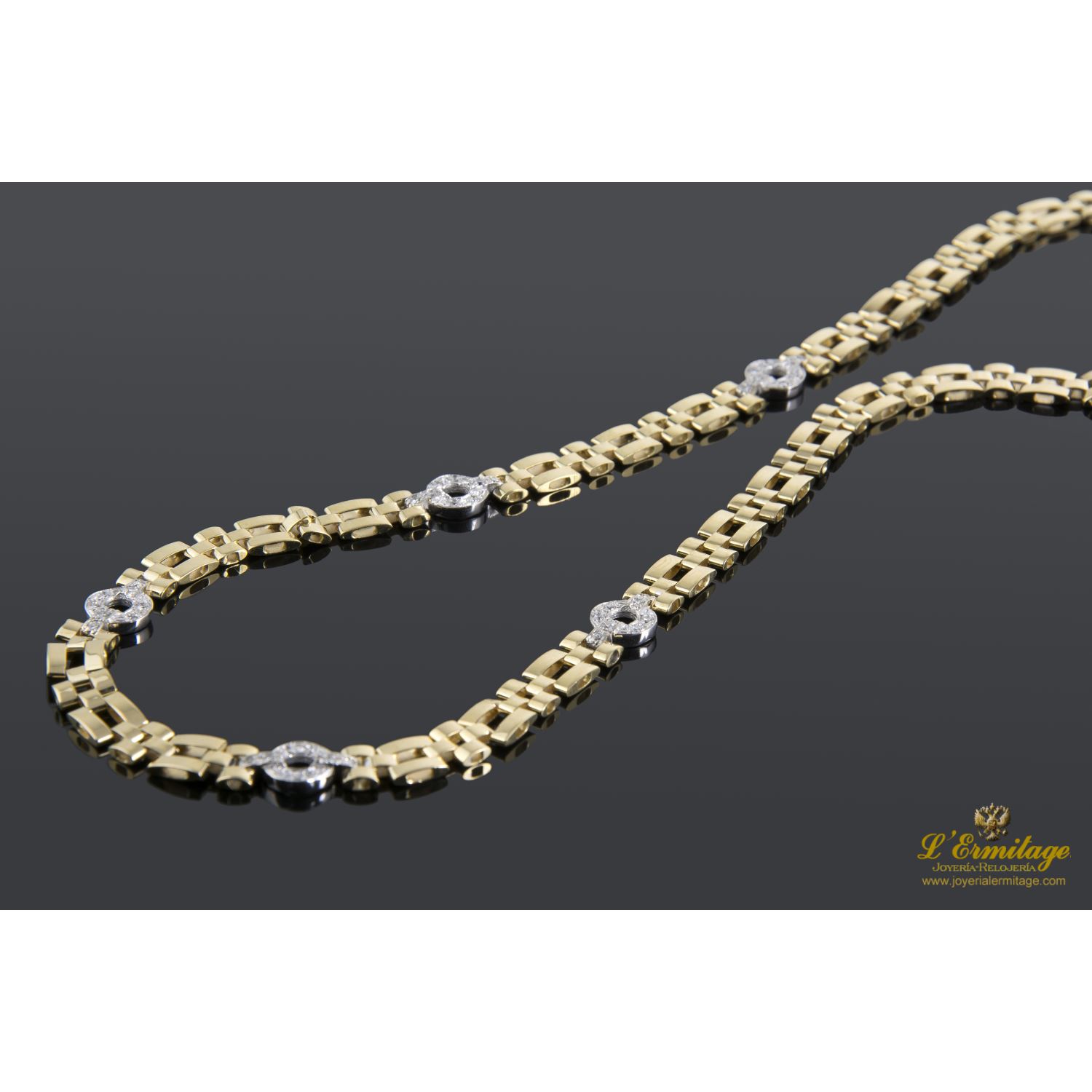 Gargantilla oro amarillo oro blanco y diamantes