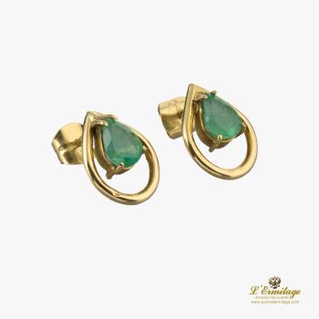 PENDIENTES<BR>PENDIENTES ORO AMARILLO Y ESMERALDAS. · ref.: (EI)