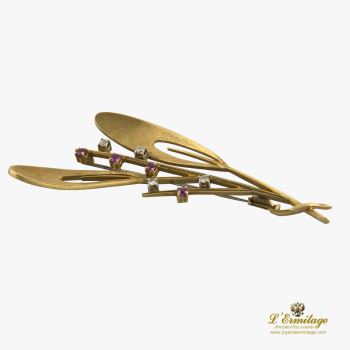 BROCHES / ALFILERES<BR>BROCHE-ALFILER ANTIGUO EN FORMA DE RAM... · ref.: (AIM)