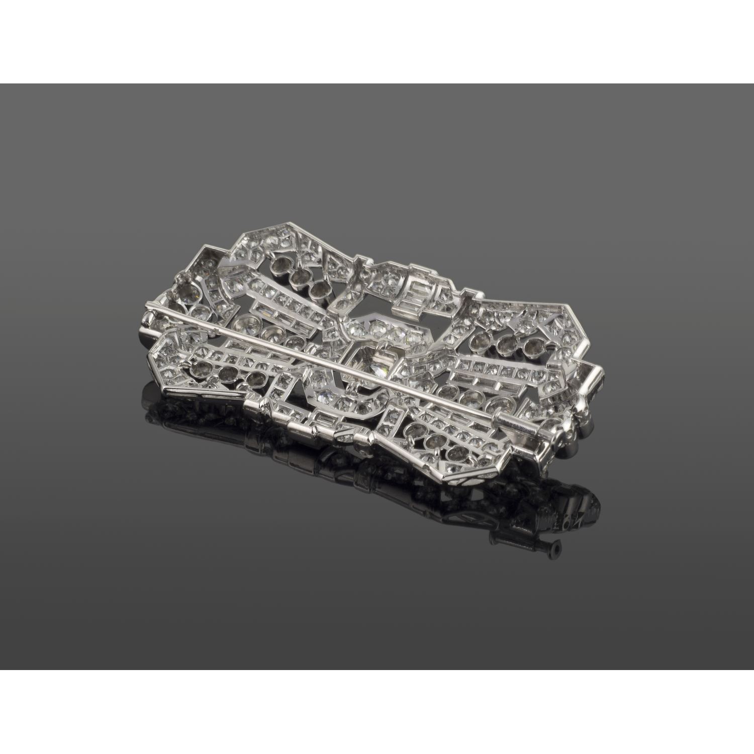 Broche-alfiler art-deco oro blanco y diamantes