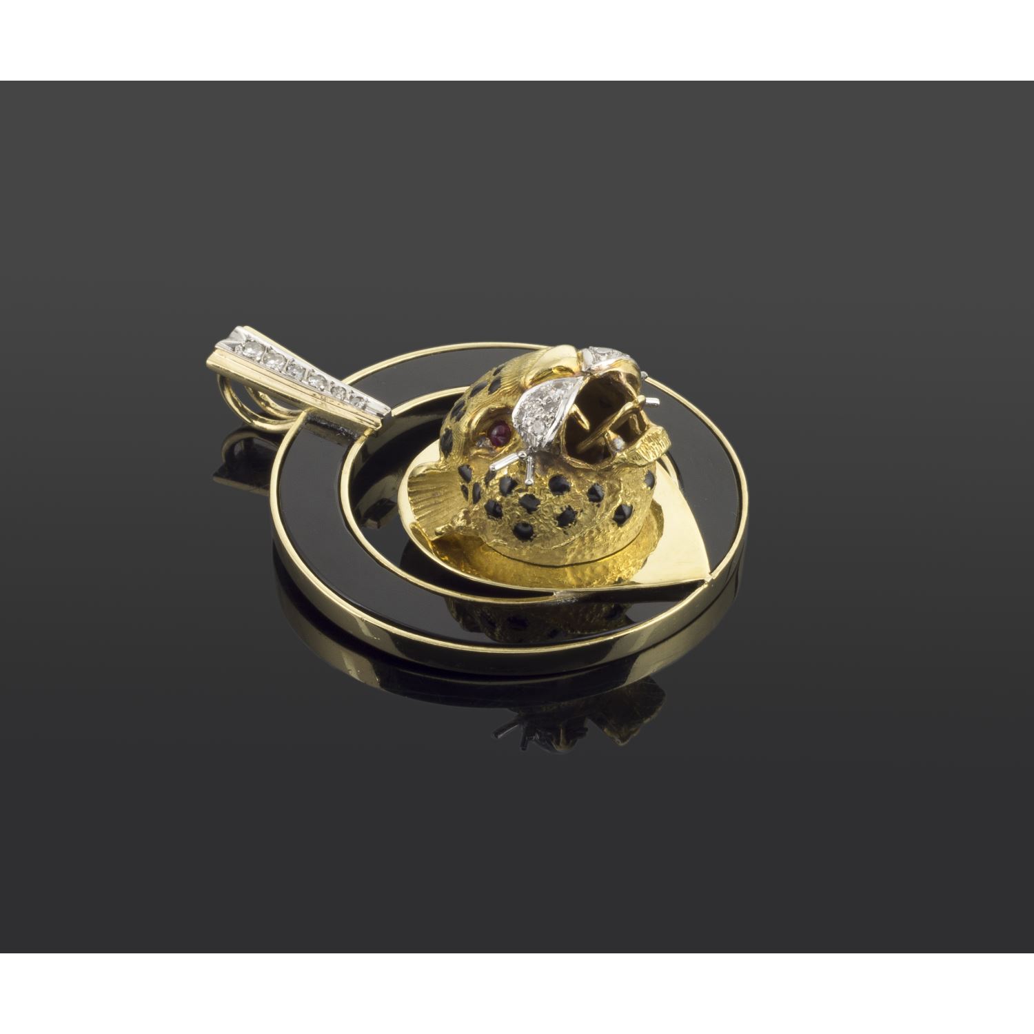 Colgante leopardo oro amarillo ónix