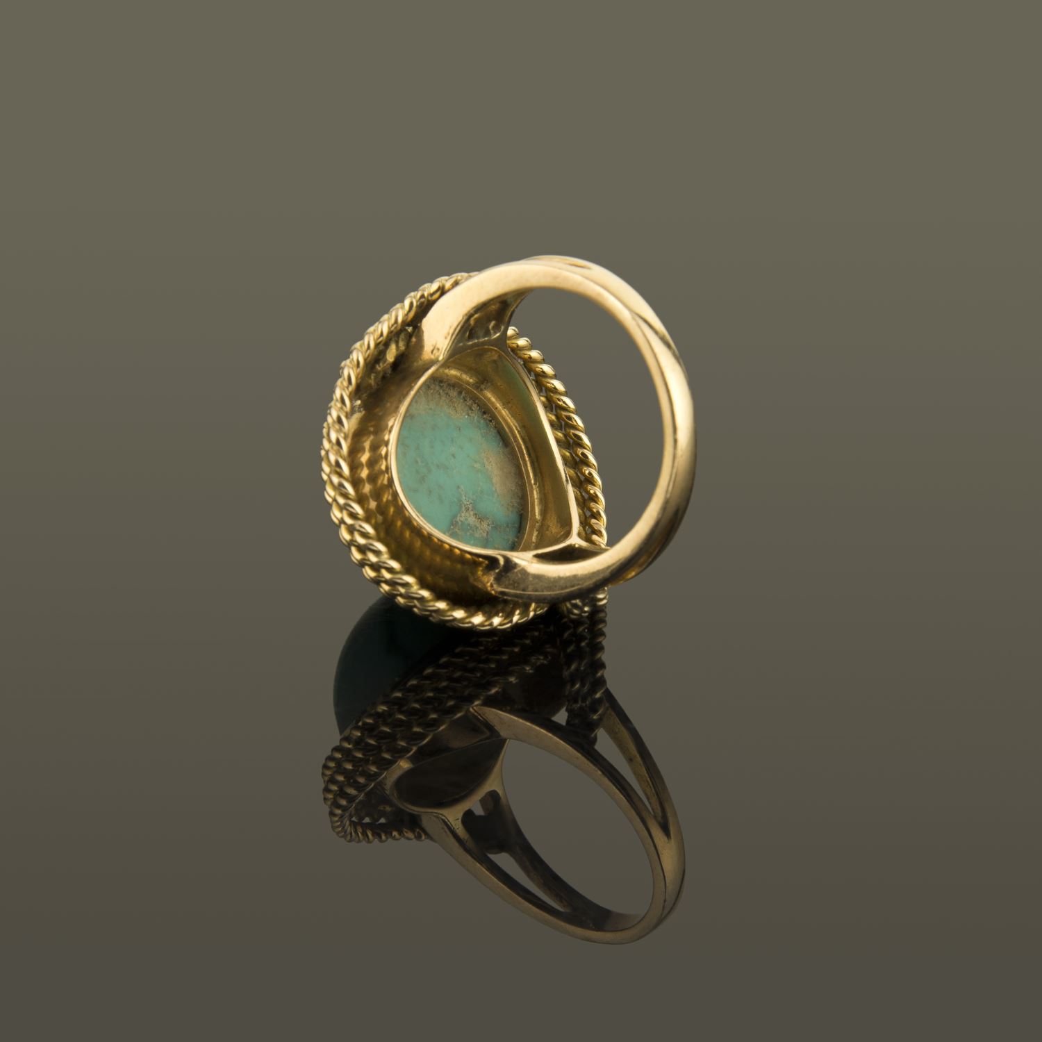 Sortija oro amarillo y turquesa