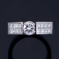 ANILLOS / SORTIJAS<BR>SORTIJA ORO BLANCO Y DIAMANTES COLOR G...