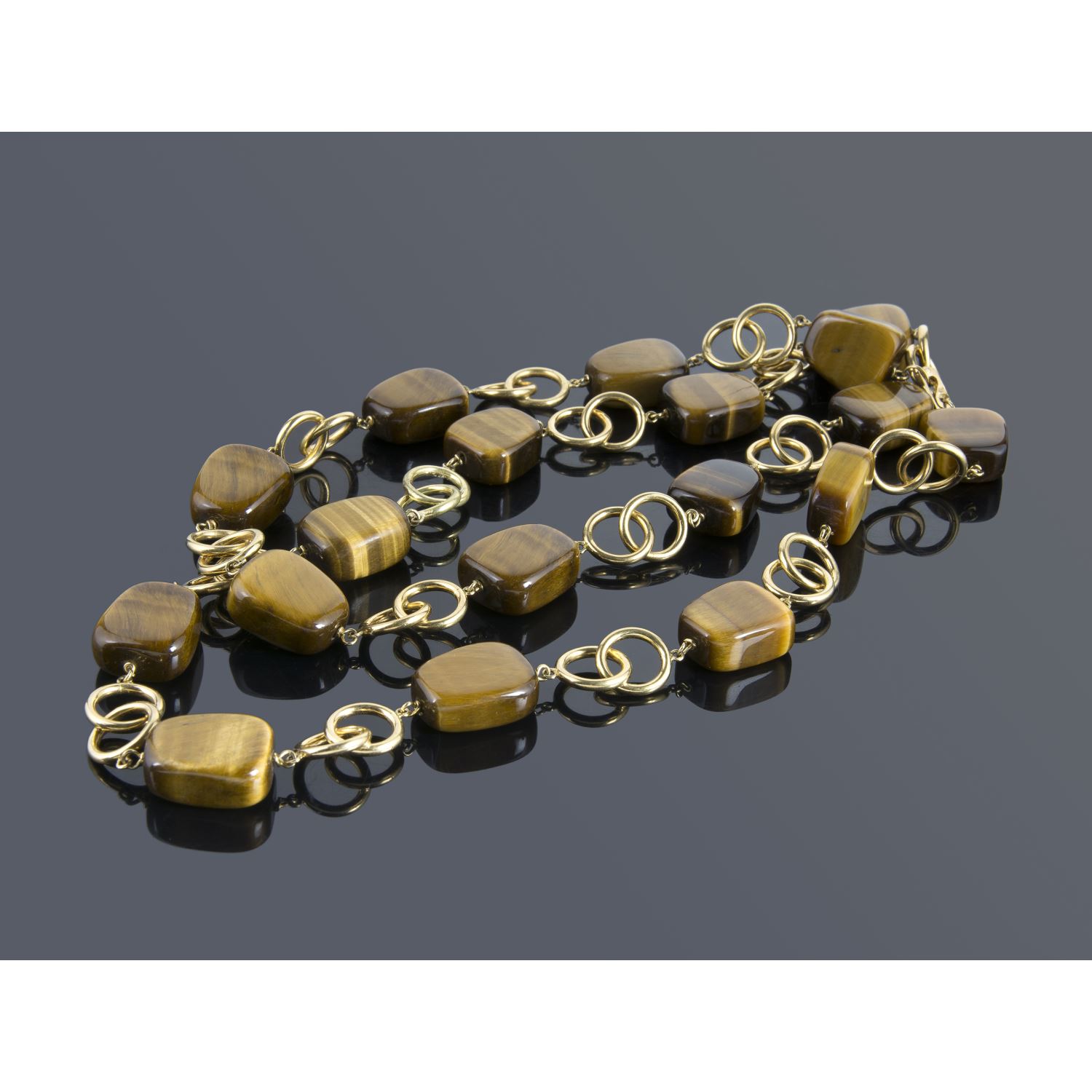 Gargantilla oro amarillo cuentas ojo de tigre