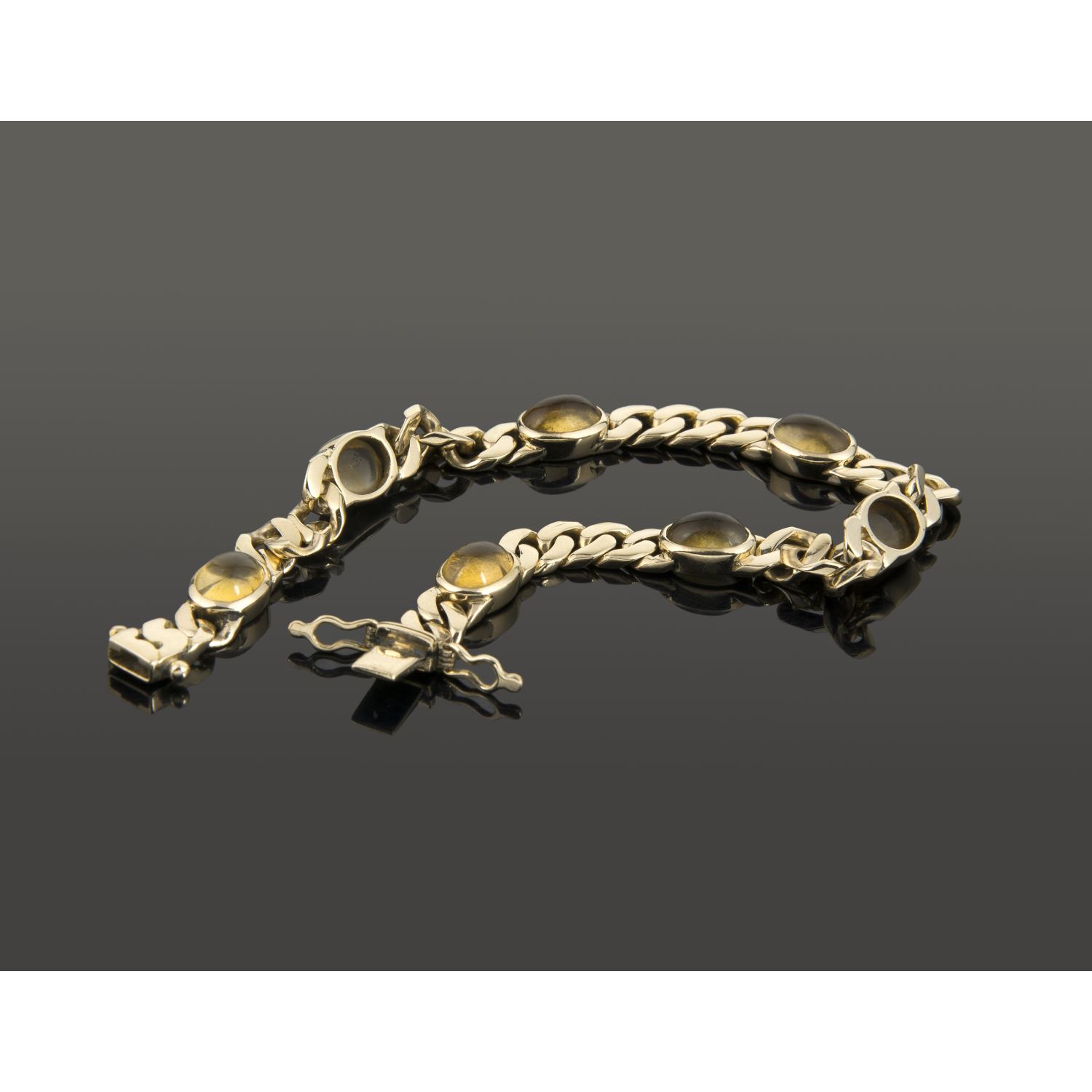 Pulsera oro amarillo y cuarzos citrinos