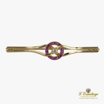 BROCHES / ALFILERES<BR>BROCHE-ALFILER ORO AMARILLO RUBÍES Y D... · ref.: (NAM)