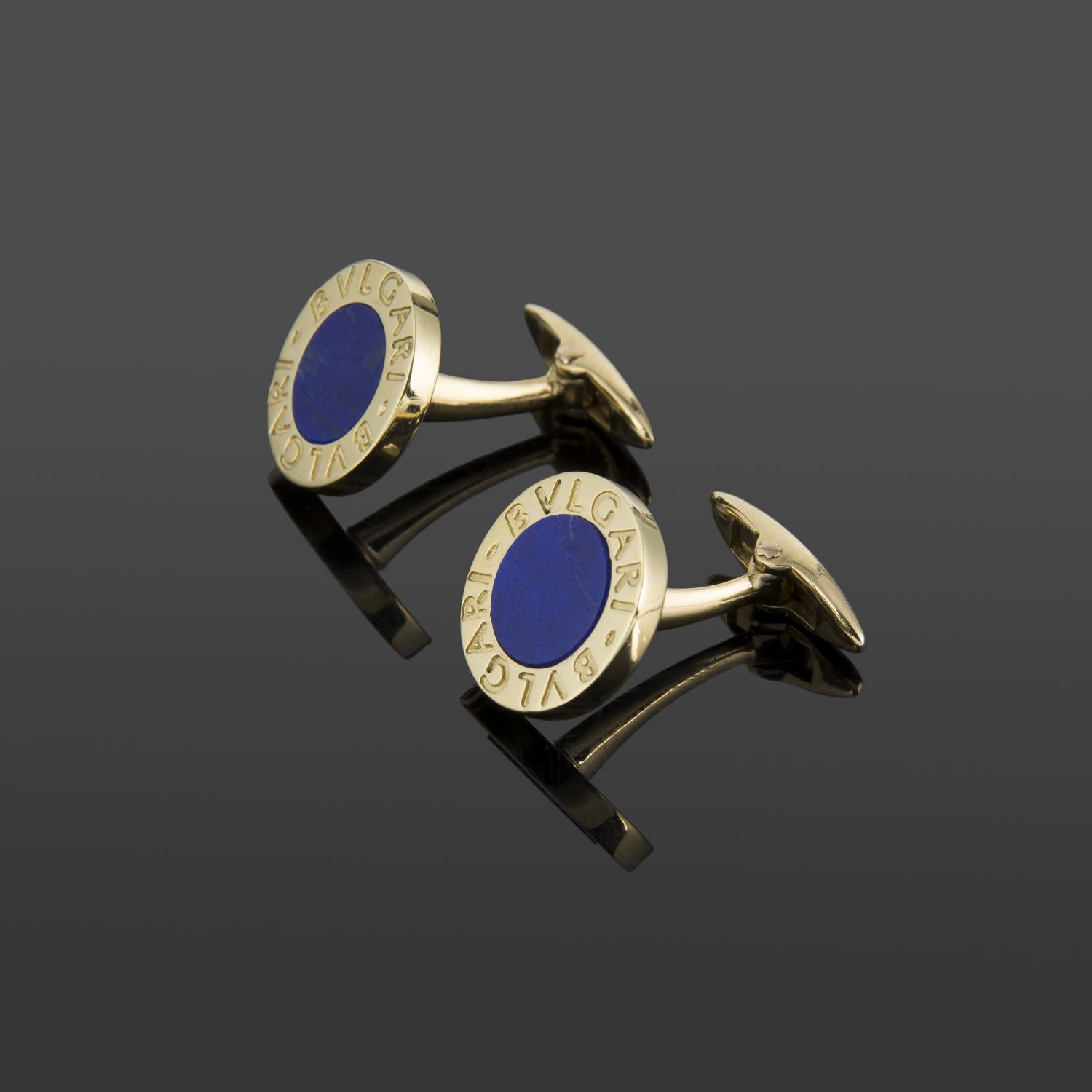 Gemelos oro amarillo y lapislázuli