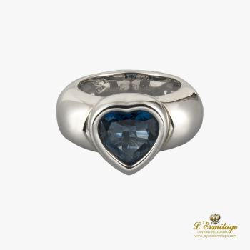 ANILLOS / SORTIJAS<BR>SORTIJA CORAZÓN ORO BLANCO TOPACIO AZU... · ref.: PRESENTA CERTIFICADO...