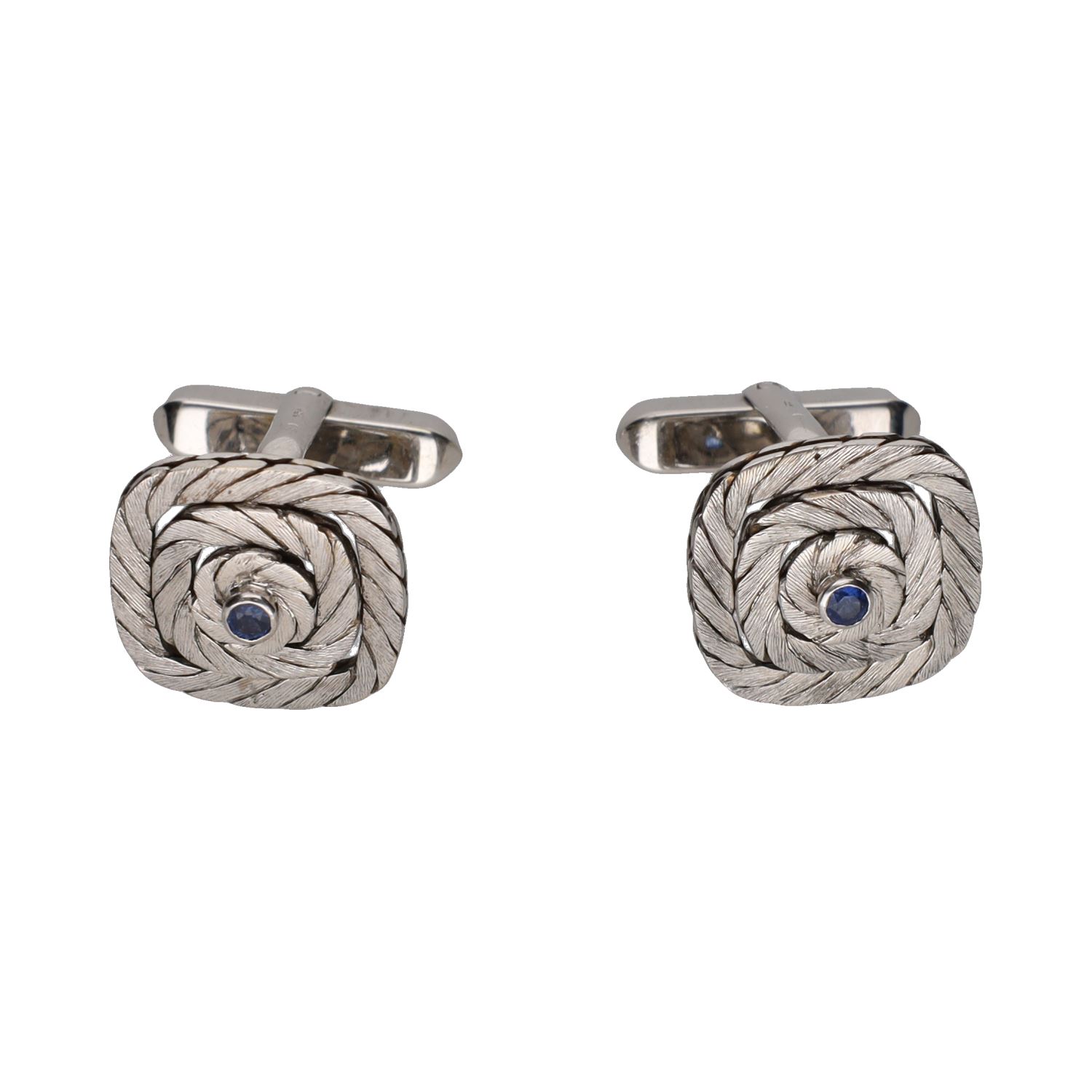 Gemelos oro blanco y zafiro
