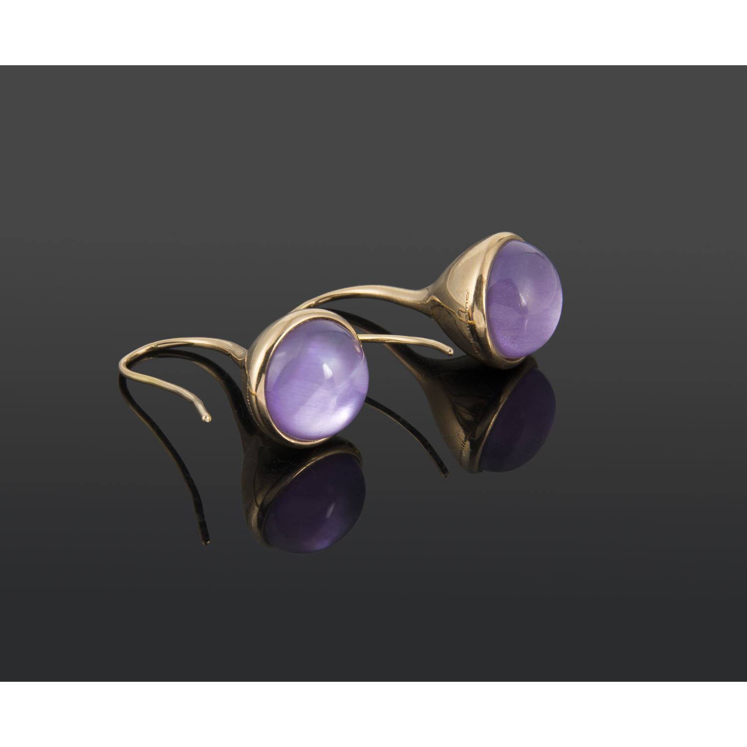 Pendientes colgantes oro amarillo y amatistas