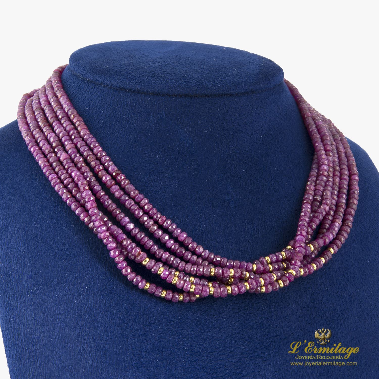 Collar cuentas de rubíes naturales