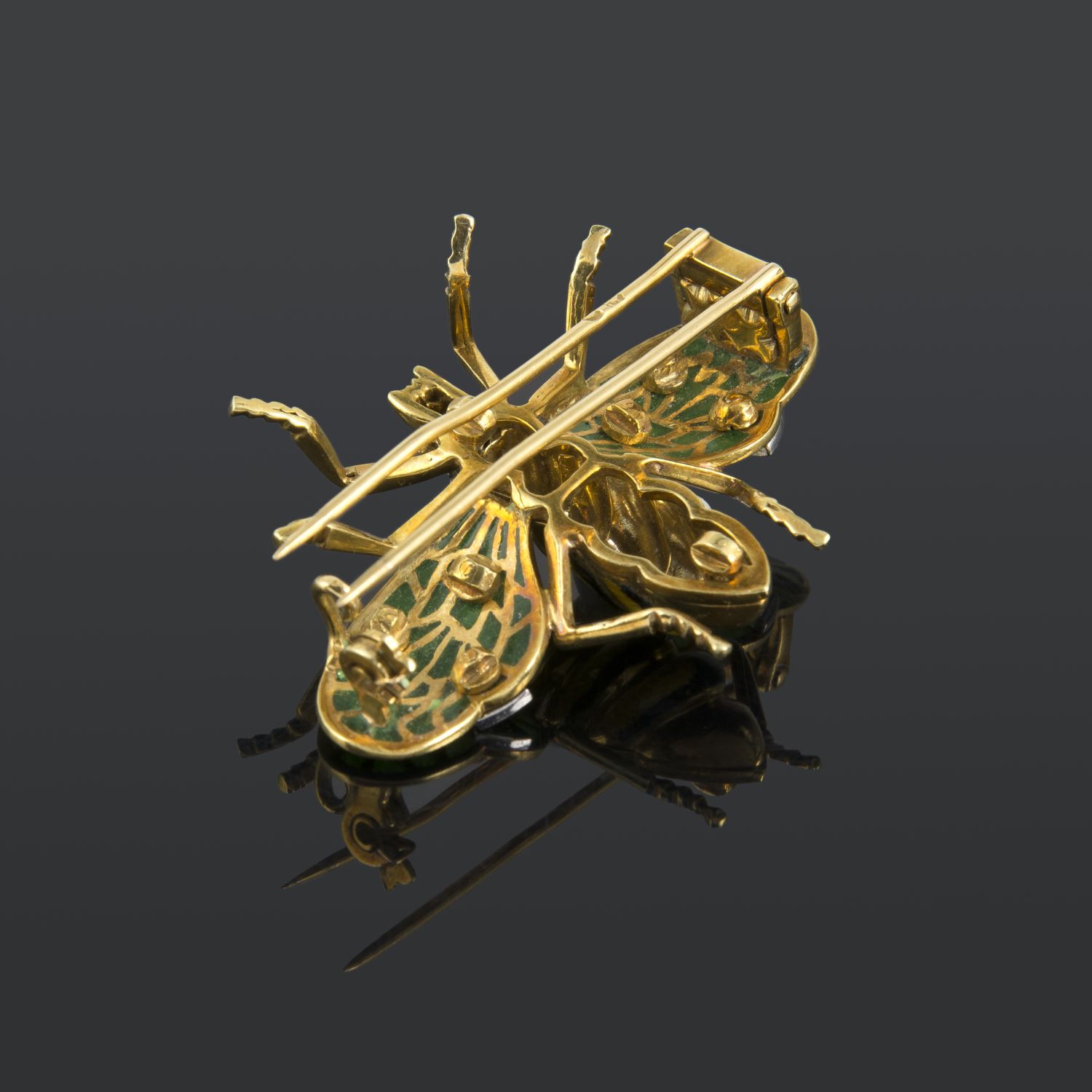Broche-alfiler abeja oro amarillo esmalte y diamantes