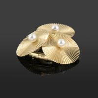 Broche antiguo cartier oro amarillo 14kt y perlas