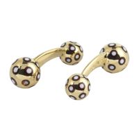 Gemelos firmados por yanes en oro amarillo y esmalte.