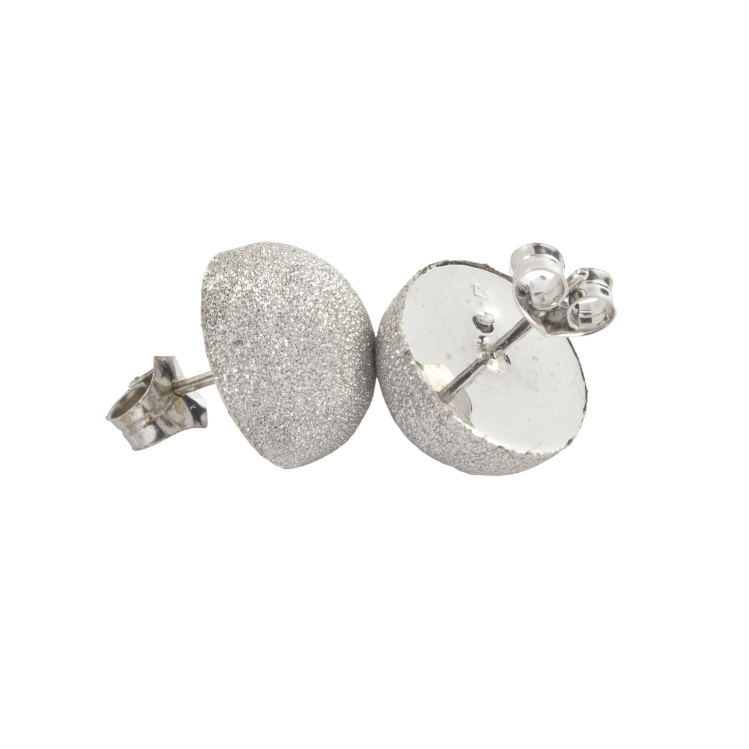 Pendientes media bola oro blanco cuajado de diamantes