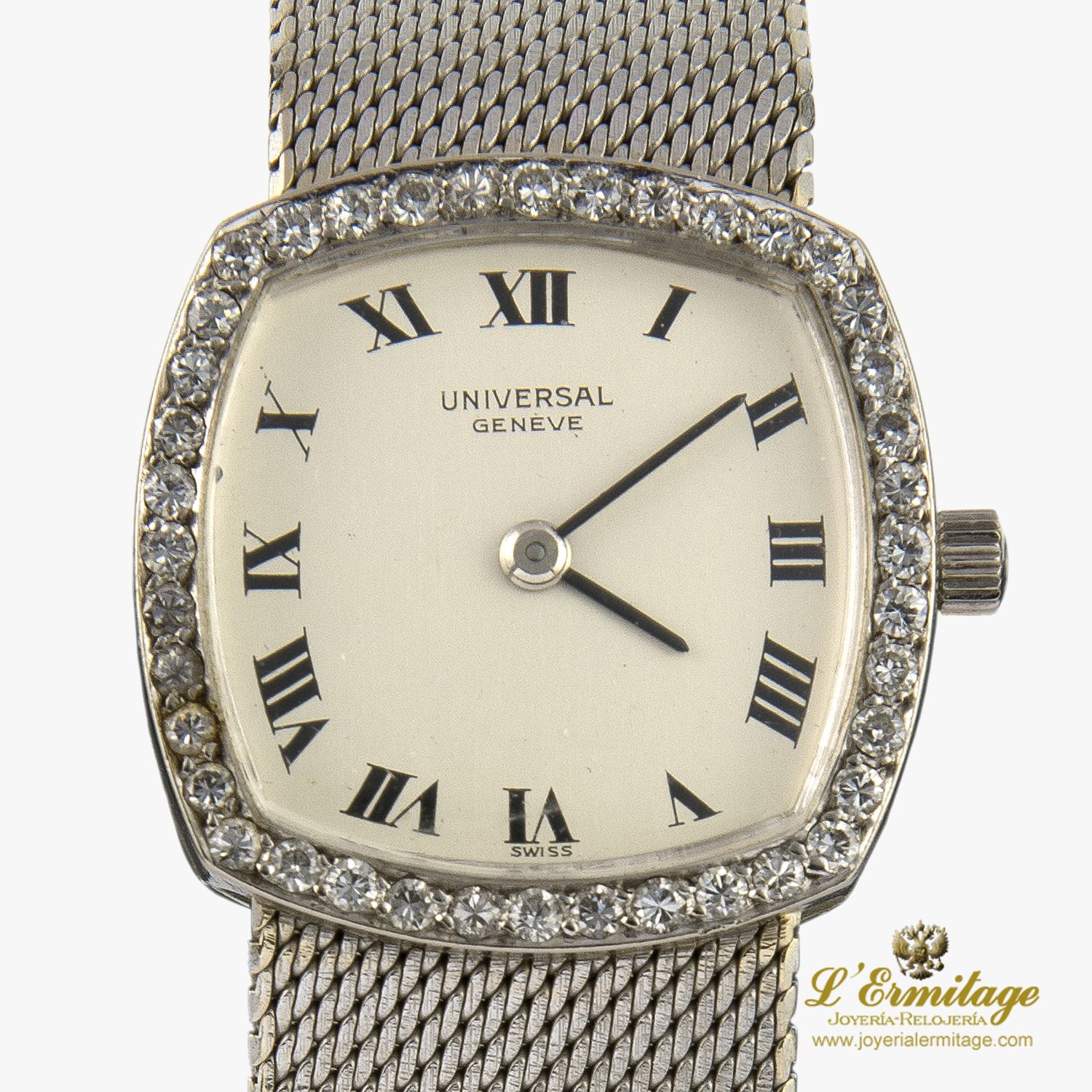 Classic oro blanco y diamantes cuerda manual señora 