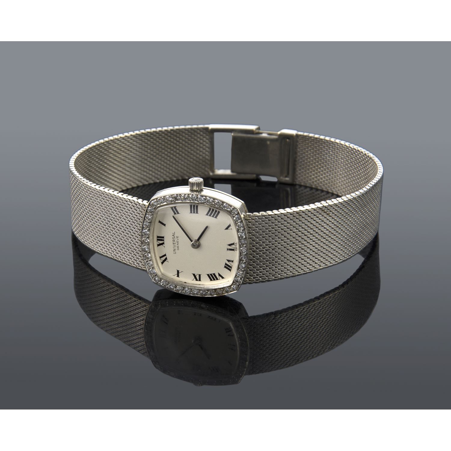 Classic oro blanco y diamantes cuerda manual señora 