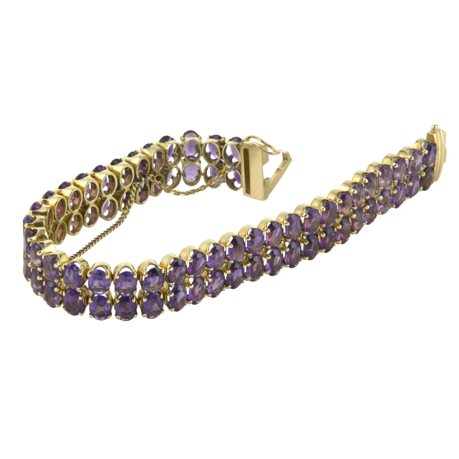 Pulsera oro amarillo y amatistas