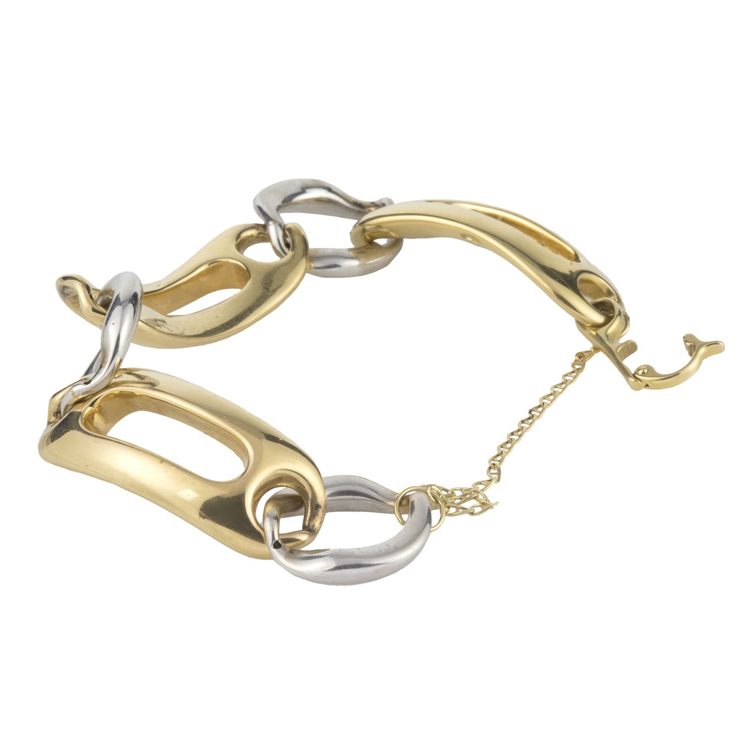 Pulsera eslabones oro amarillo y oro blanco