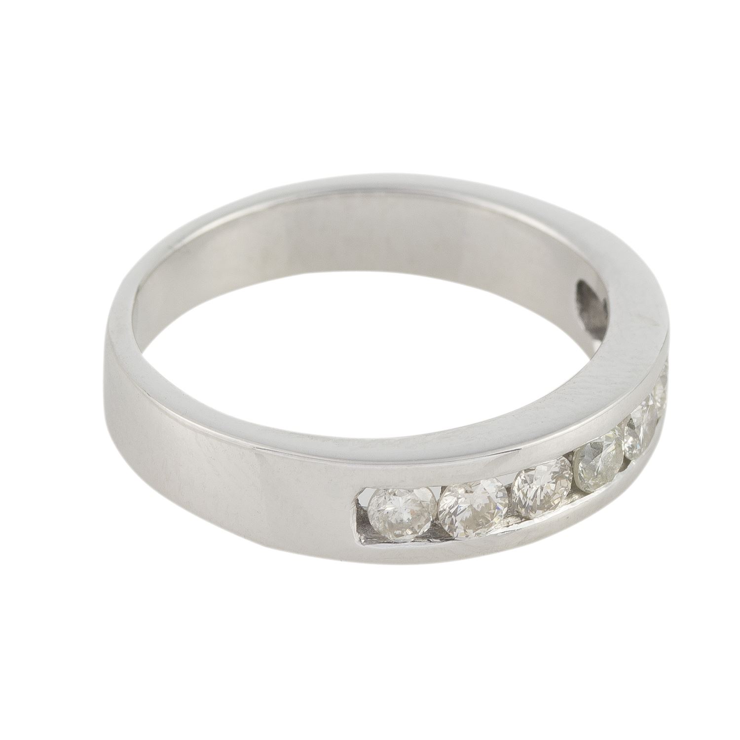 Sortija media alianza oro blanco y diamantes. Talla nº: 12