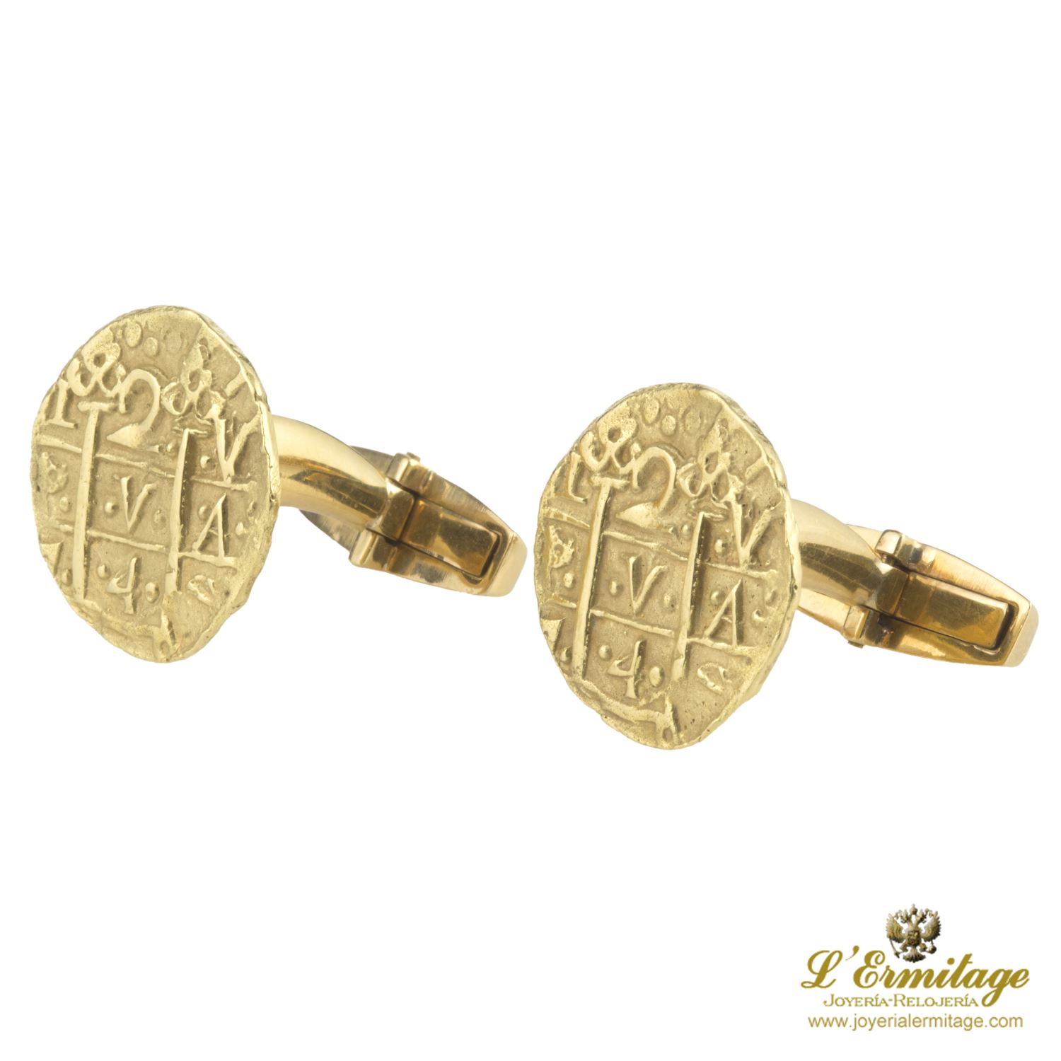 Gemelos oro amarillo labrados