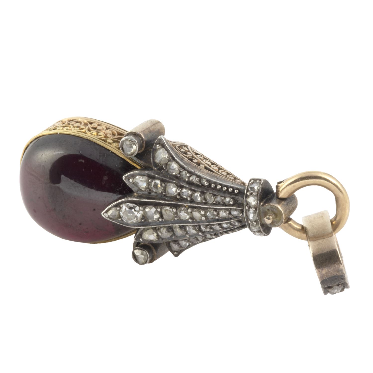 Colgante antiguo oro amarillo diamantes y amatista