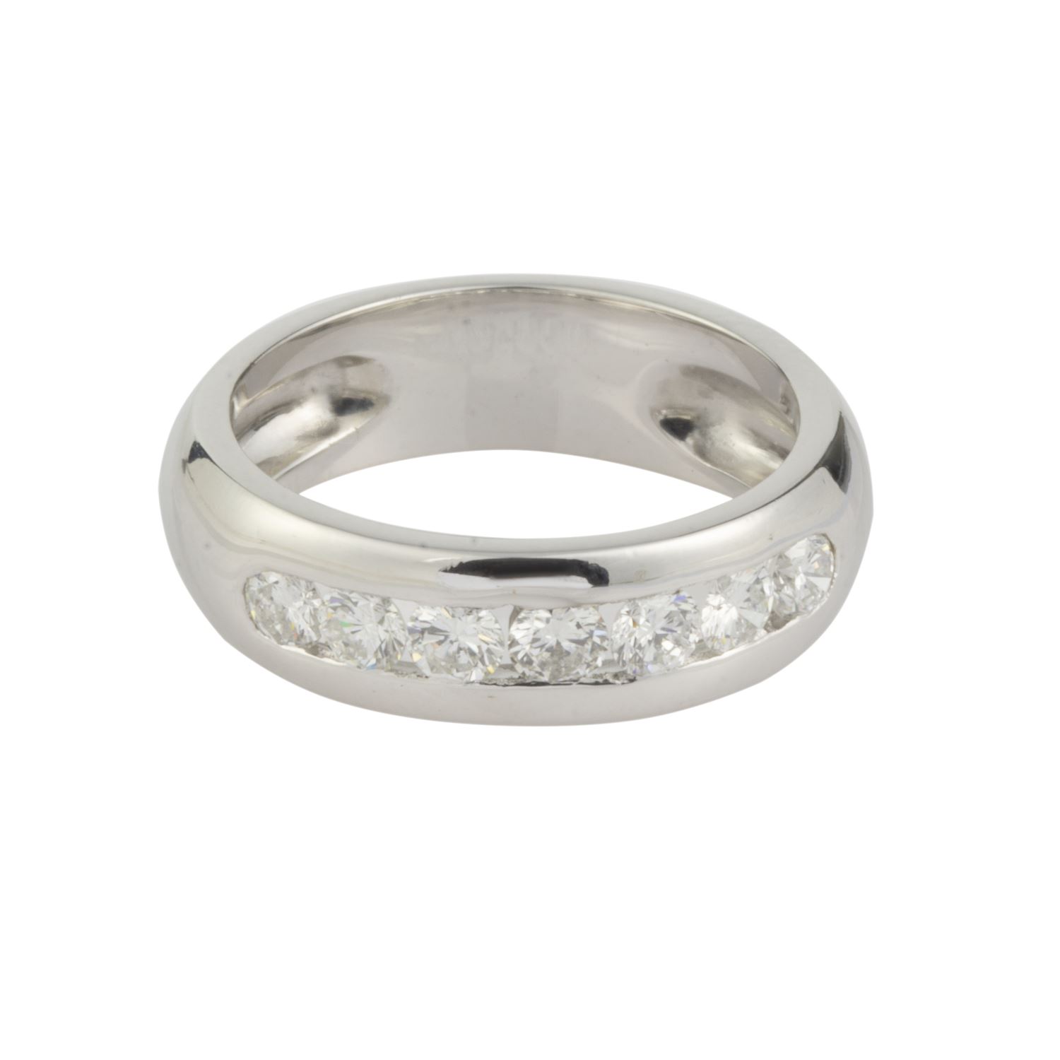 Sortija media alianza oro blanco y diamantes. Talla nº: 15