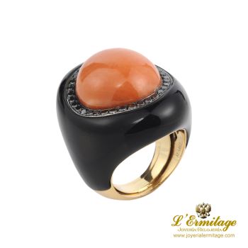 ANILLOS / SORTIJAS<BR>SORTIJA ANTIGUA ORO AMARILLO ONÍX Y CO... · ref.: (RMX)