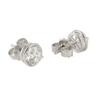 Pendientes dormilonas oro blanco color g, pureza si y peso 3,02 cts.