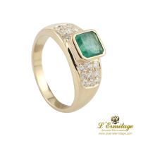ANILLOS / SORTIJAS<BR>SORTIJA ORO AMARILLO ESMERALDA Y CUAJA...