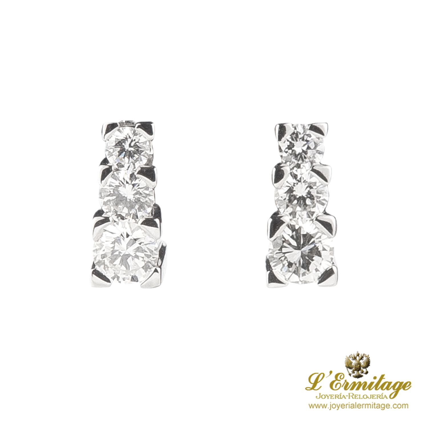 Pendientes oro blanco y diamantes