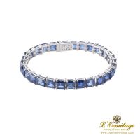 PULSERAS<BR>PULSERA RIVIERE ORO BLANCO Y ZAFIROS.