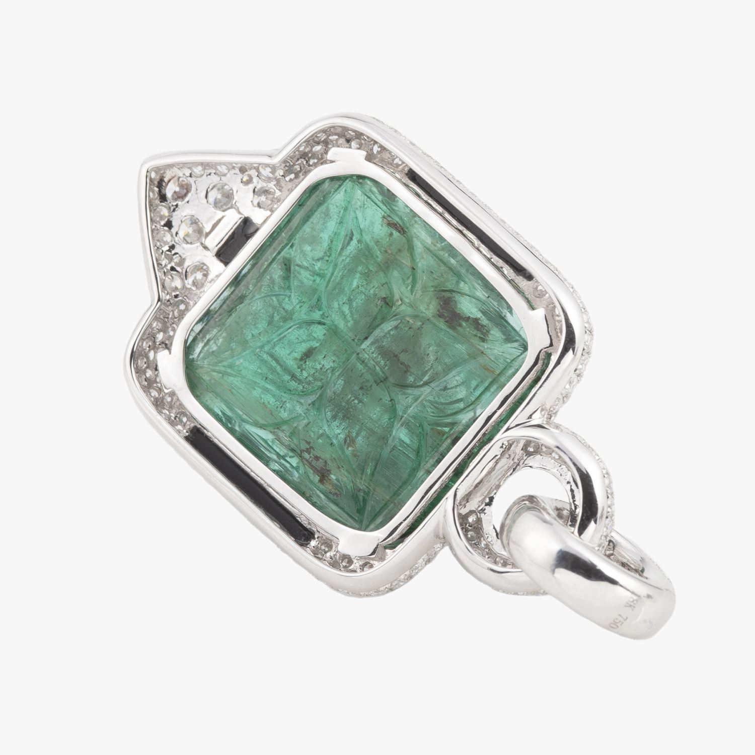 Colgante con esmeralda diamantes y ónice