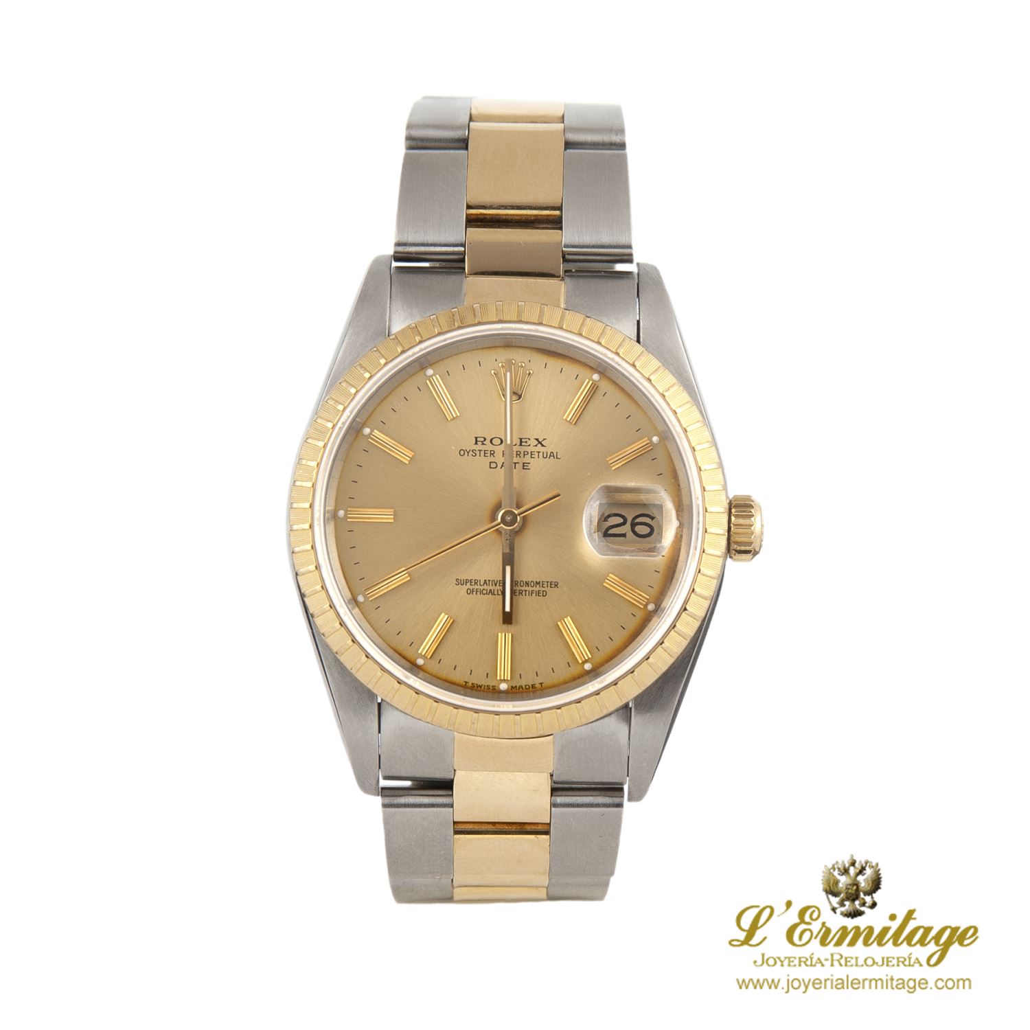 Oyster perpetual date acero y oro 34mm.     