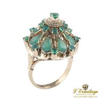 ANILLOS / SORTIJAS<BR>SORTIJA EN ORO AMARILLO CON CRISOPRASA...