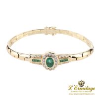 PULSERAS<BR>PULSERA EN ORO AMARILLO CON ESMERLADAS...