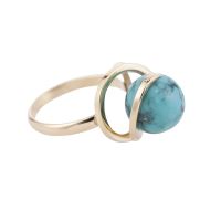 Sortija en oro amarillo y turqueza.