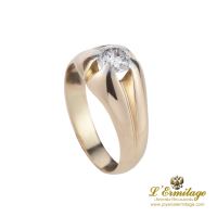 ANILLOS / SORTIJAS<BR>SOLITARIO EN ORO AMARILLO Y UN BRILLAN...