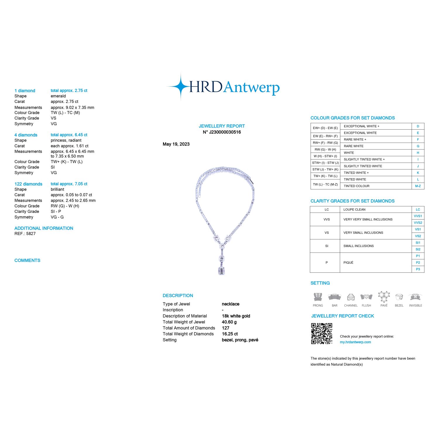 Collar en oro blanco con brillantes.