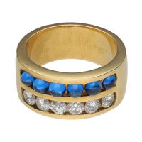 ANILLOS / SORTIJAS<BR>SORTIJA EN ORO AMARILLO CON ZAFIROS Y ...