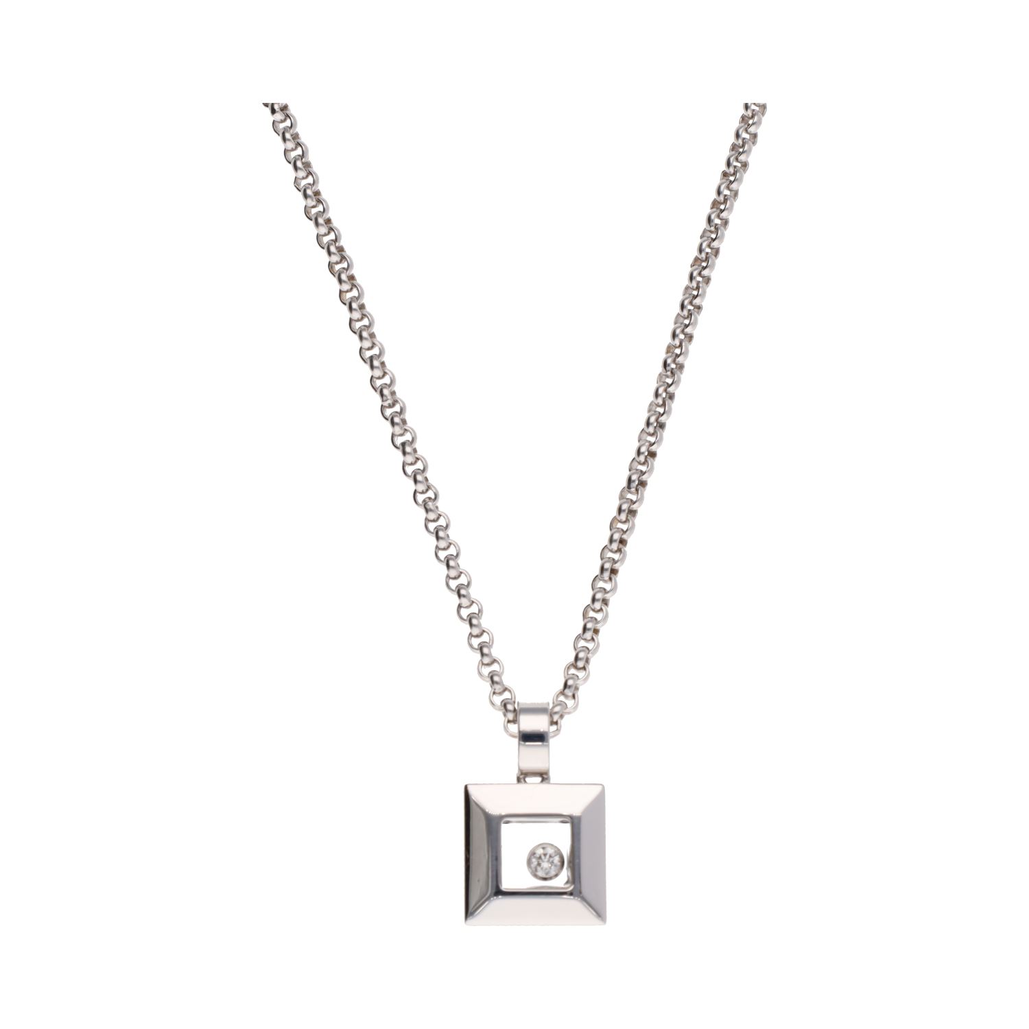 Collar happy diamond icon en oro blanco y brillante.