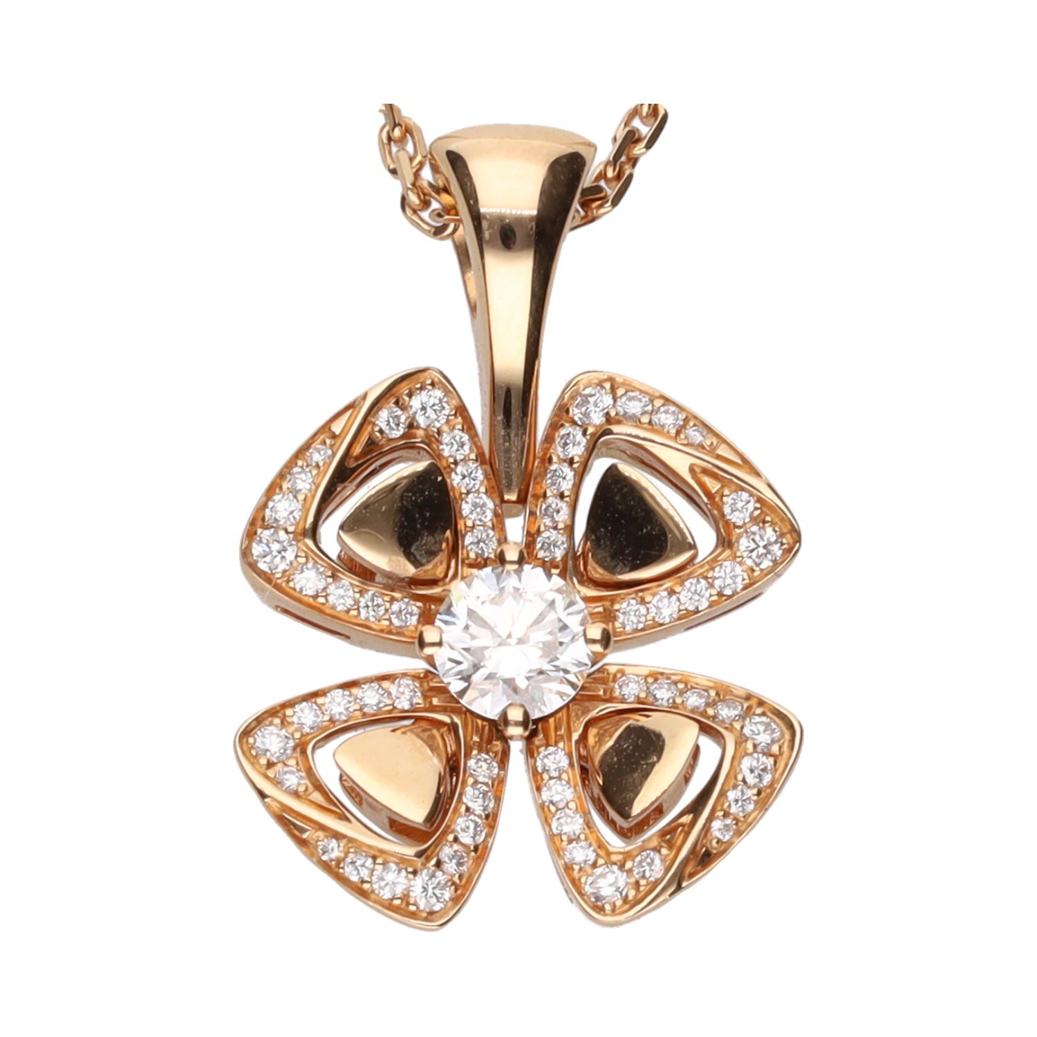 Collar bulgari fiorever en oro rosa y brillantes.