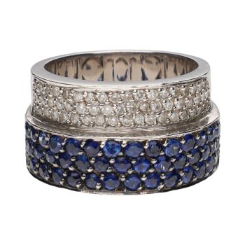 ANILLOS / SORTIJAS<BR>SORTIJA EN ORO BLANCO CON ZAFIROS Y BR... · ref.: (COI)