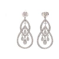 PENDIENTES<BR>PENDIENTES LARGOS EN ORO BLANCO CON BR...