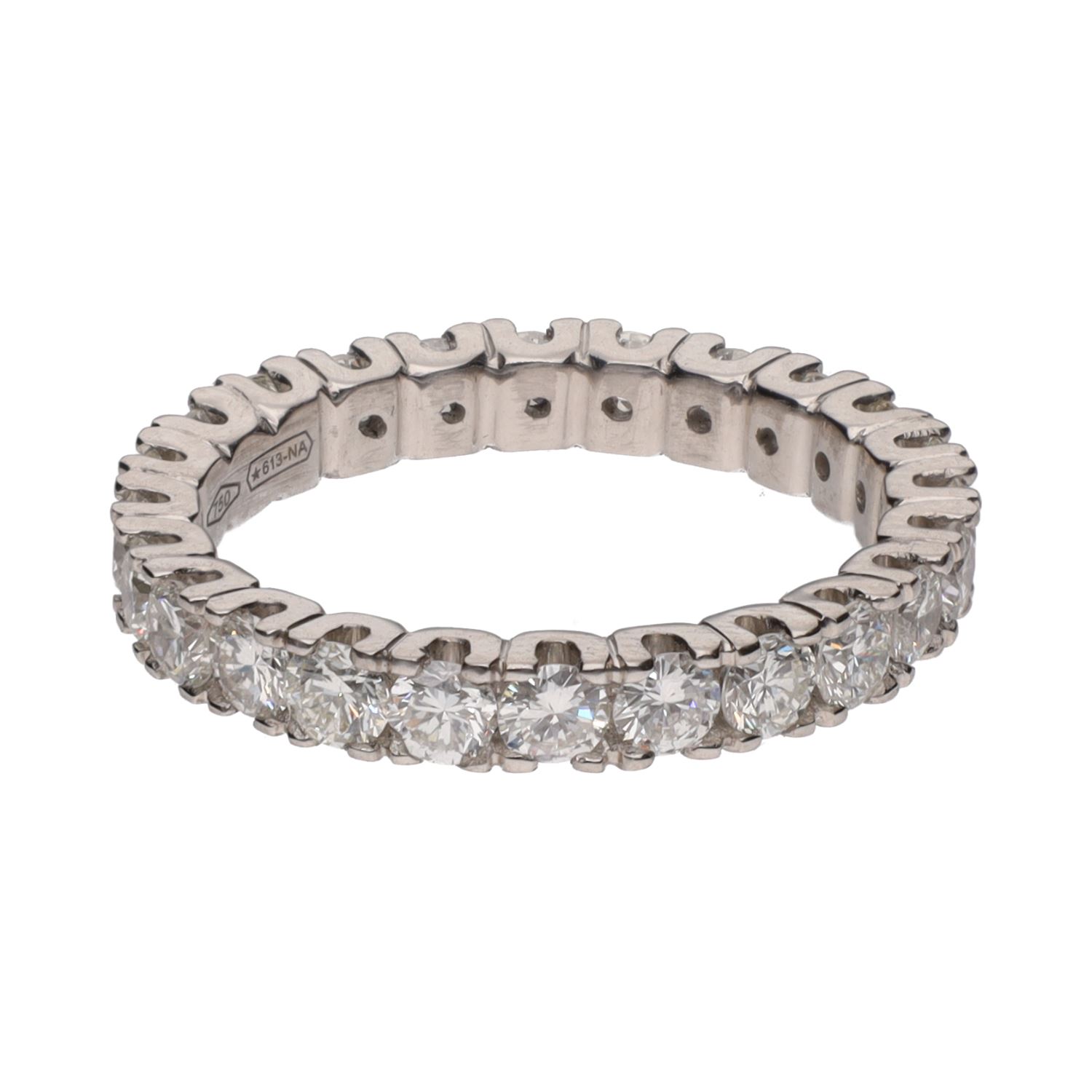 Alianza catalana en oro blanco con brillantes. Talla 11.