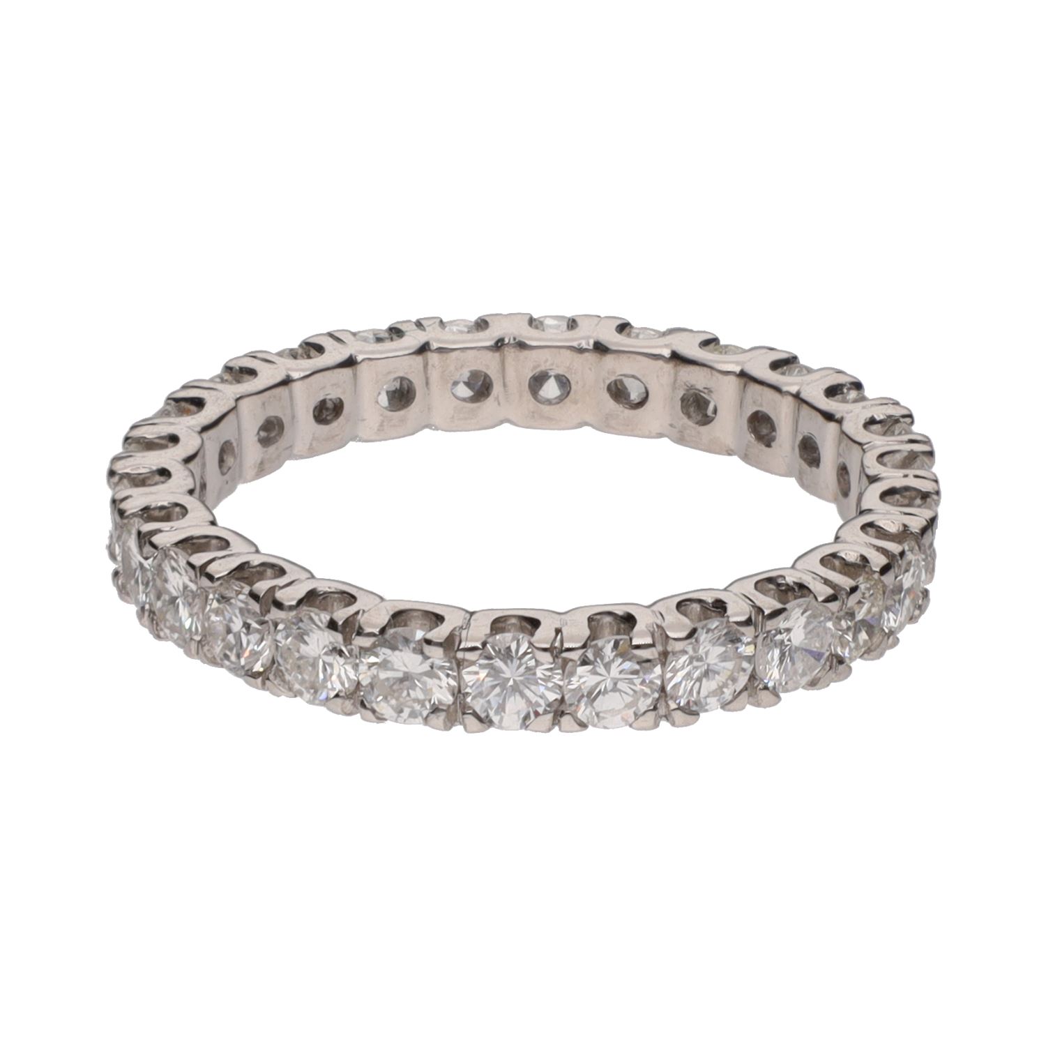 Alianza catalana en oro blanco con brillantes. Talla 14.