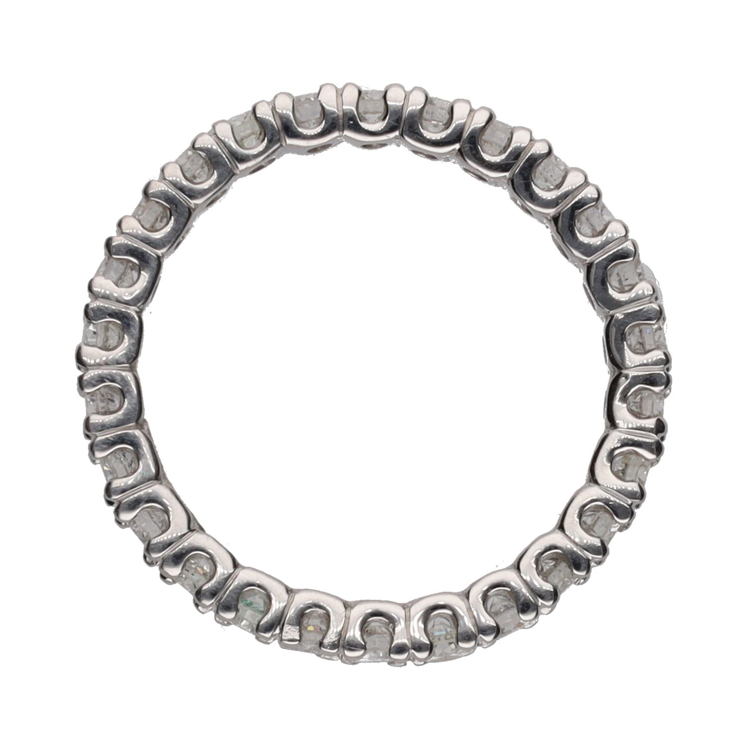 Alianza catalana en oro blanco con brillantes. Talla 13.