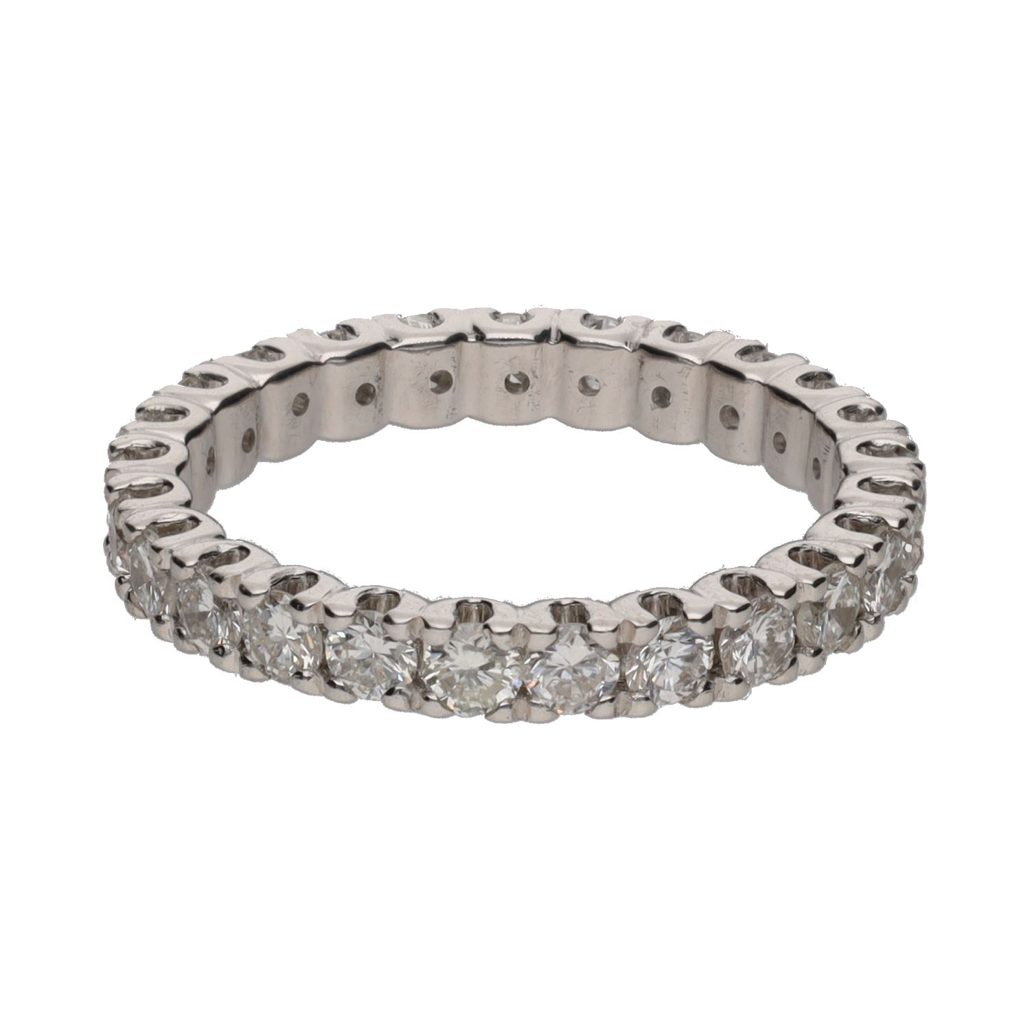 Alianza catalana en oro blanco con brillantes. Talla 14.