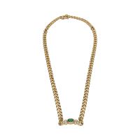 COLLARES<BR>COLLAR EN ORO AMARILLO CON ESMERALDA Y...